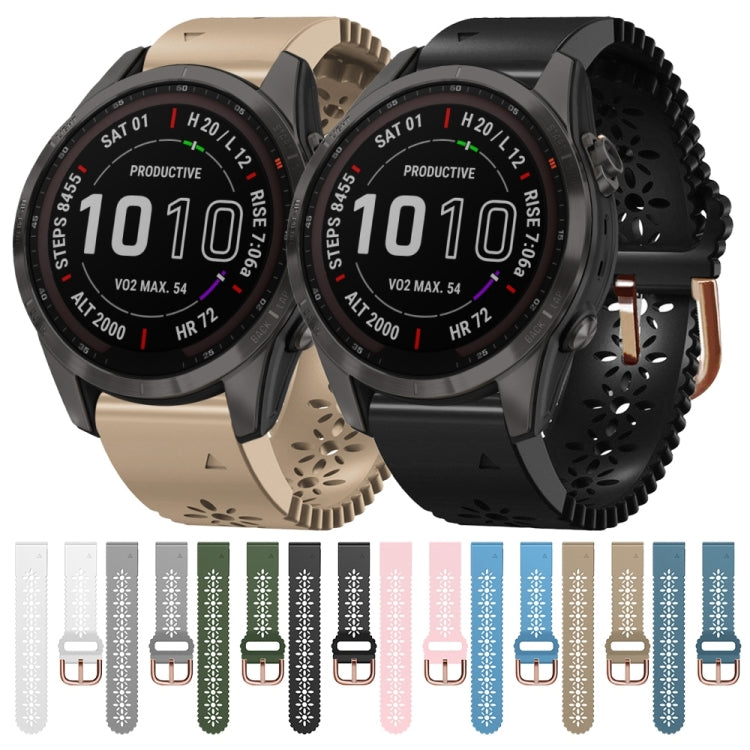 For Garmin Fenix 7S Sapphire Solar 20mm Lady's Silicone Watch Band With Lace Punch