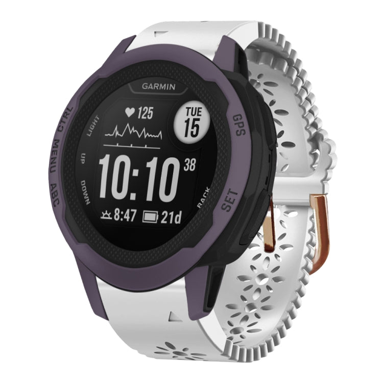 For Garmin Instinct 2S 20mm Lady's Silicone Watch Band With Lace Punch