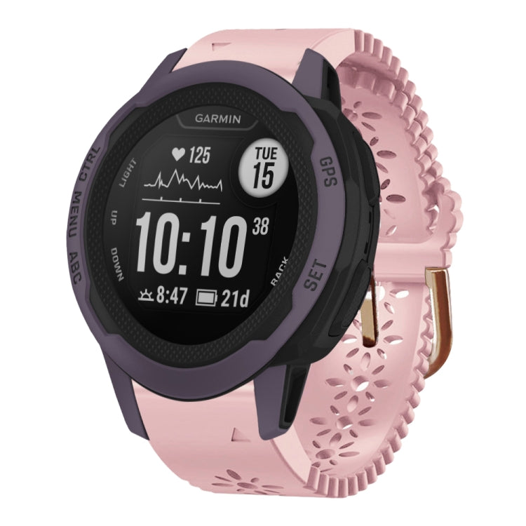 For Garmin Instinct 2S 20mm Lady's Silicone Watch Band With Lace Punch