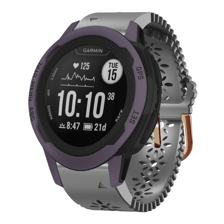 For Garmin Instinct 2S 20mm Lady's Silicone Watch Band With Lace Punch