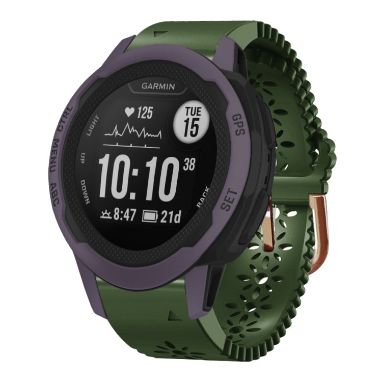 For Garmin Instinct 2S 20mm Lady's Silicone Watch Band With Lace Punch