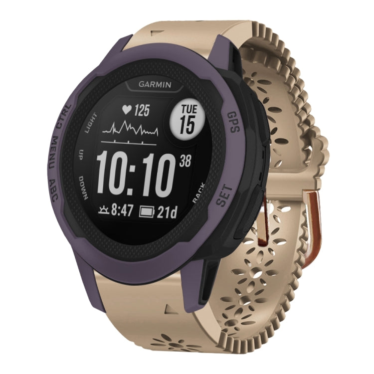 For Garmin Instinct 2S 20mm Lady's Silicone Watch Band With Lace Punch