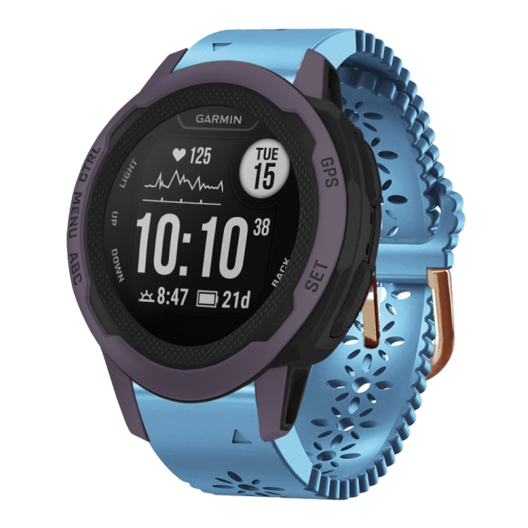 For Garmin Instinct 2S 20mm Lady's Silicone Watch Band With Lace Punch