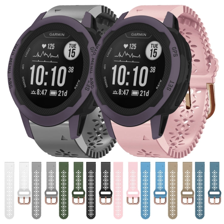 For Garmin Instinct 2S 20mm Lady's Silicone Watch Band With Lace Punch