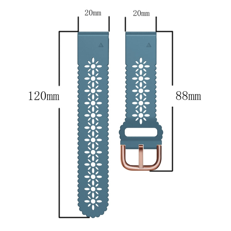 For Garmin Instinct 2S 20mm Lady's Silicone Watch Band With Lace Punch