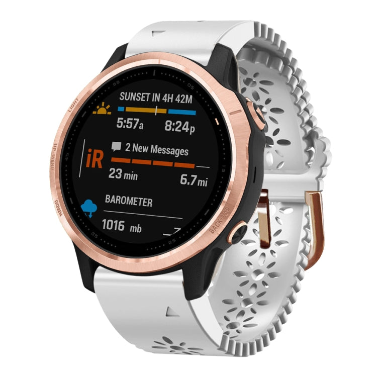 For Garmin Fenix 6S 20mm Lady's Silicone Watch Band With Lace Punch