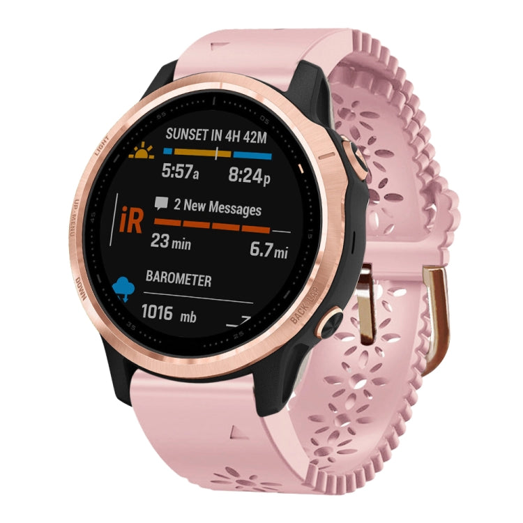 For Garmin Fenix 6S 20mm Lady's Silicone Watch Band With Lace Punch