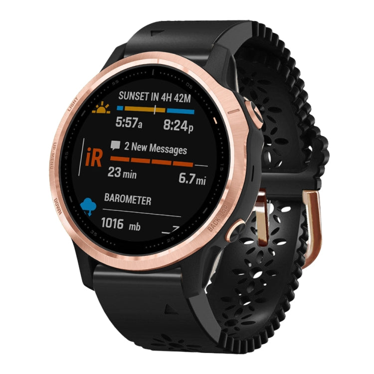 For Garmin Fenix 6S 20mm Lady's Silicone Watch Band With Lace Punch
