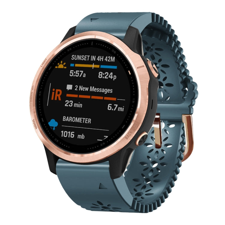 For Garmin Fenix 6S 20mm Lady's Silicone Watch Band With Lace Punch