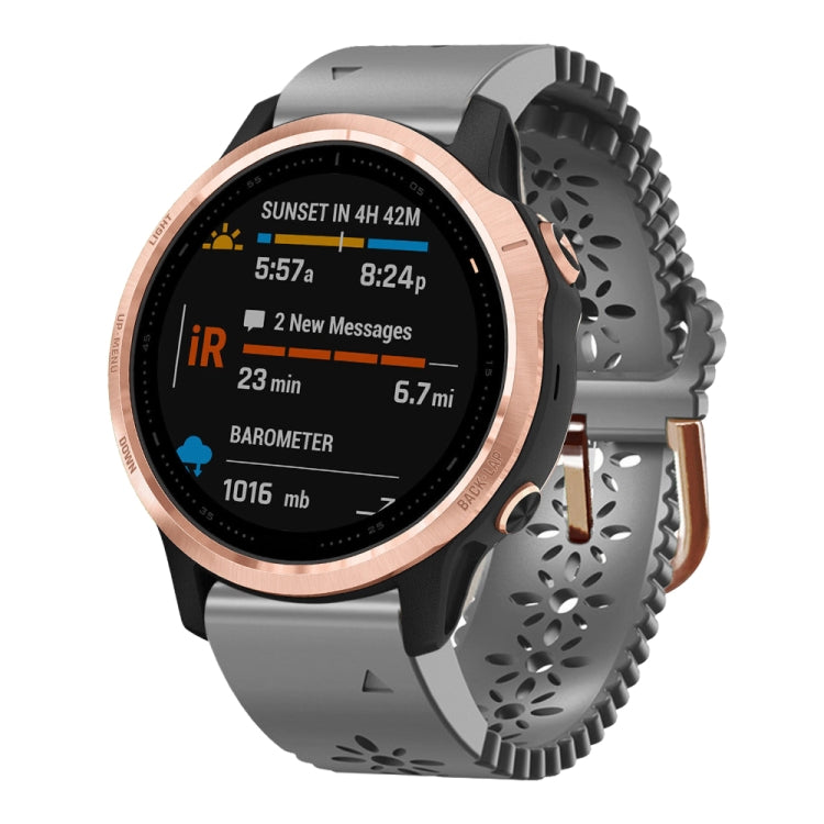 For Garmin Fenix 6S 20mm Lady's Silicone Watch Band With Lace Punch