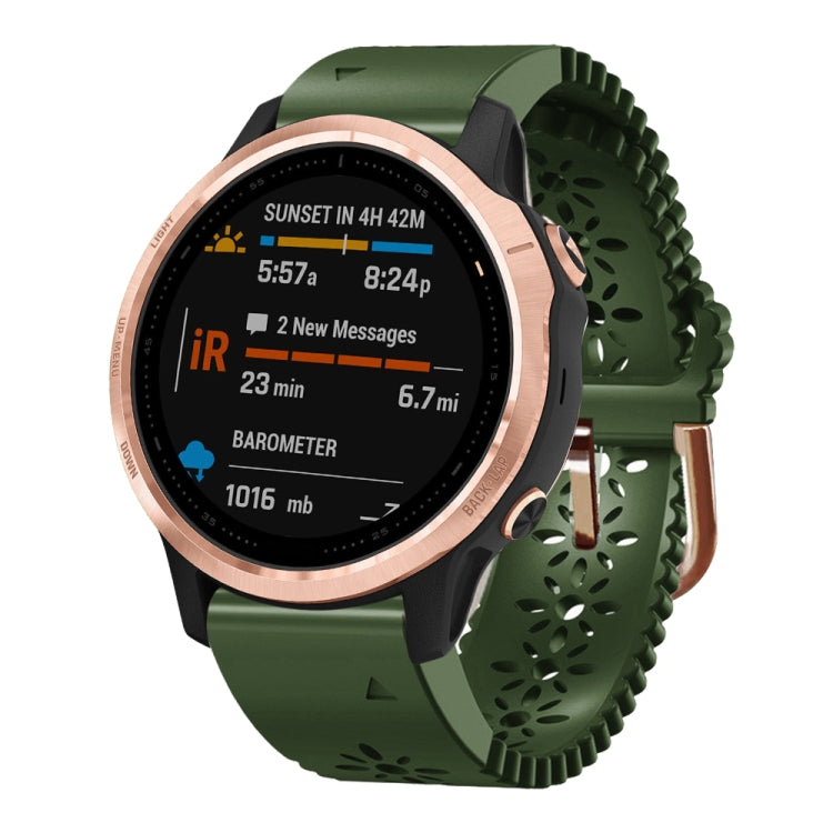 For Garmin Fenix 6S 20mm Lady's Silicone Watch Band With Lace Punch
