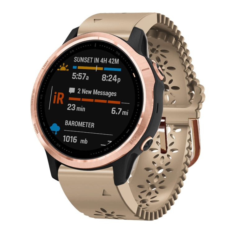 For Garmin Fenix 6S 20mm Lady's Silicone Watch Band With Lace Punch