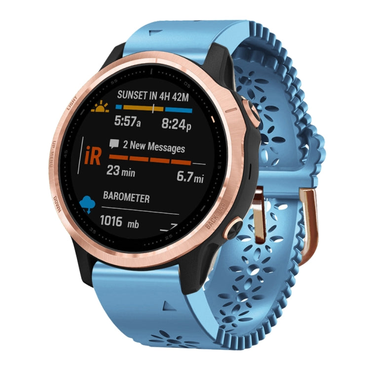 For Garmin Fenix 6S 20mm Lady's Silicone Watch Band With Lace Punch