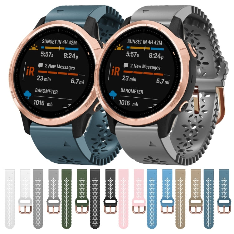 For Garmin Fenix 6S 20mm Lady's Silicone Watch Band With Lace Punch