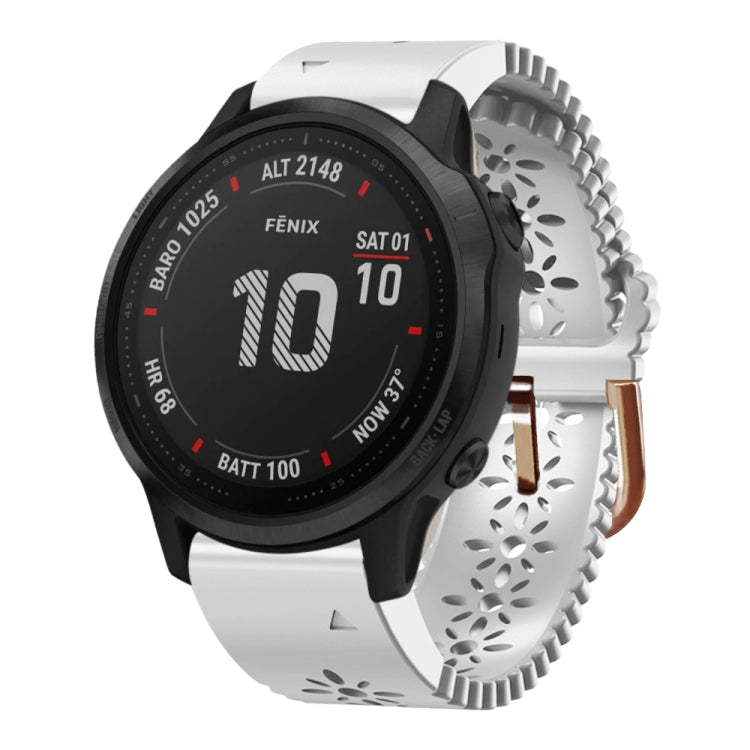 For Garmin Fenix 6S Pro 20mm Lady's Silicone Watch Band With Lace Punch