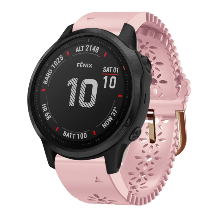 For Garmin Fenix 6S Pro 20mm Lady's Silicone Watch Band With Lace Punch