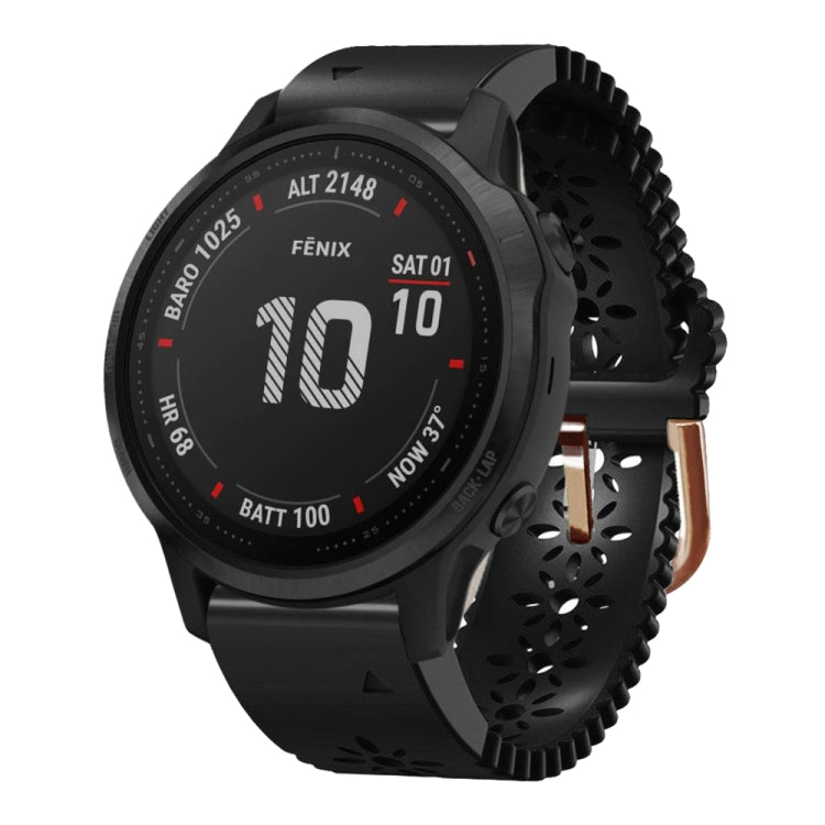 For Garmin Fenix 6S Pro 20mm Lady's Silicone Watch Band With Lace Punch