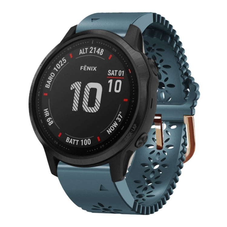 For Garmin Fenix 6S Pro 20mm Lady's Silicone Watch Band With Lace Punch