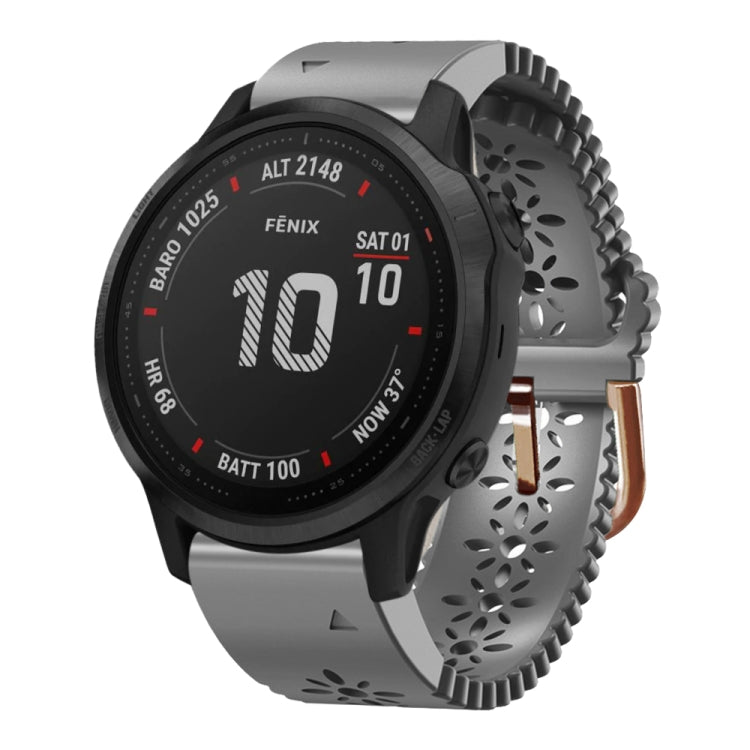For Garmin Fenix 6S Pro 20mm Lady's Silicone Watch Band With Lace Punch