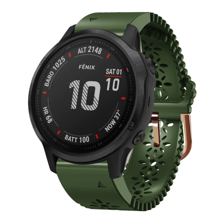 For Garmin Fenix 6S Pro 20mm Lady's Silicone Watch Band With Lace Punch
