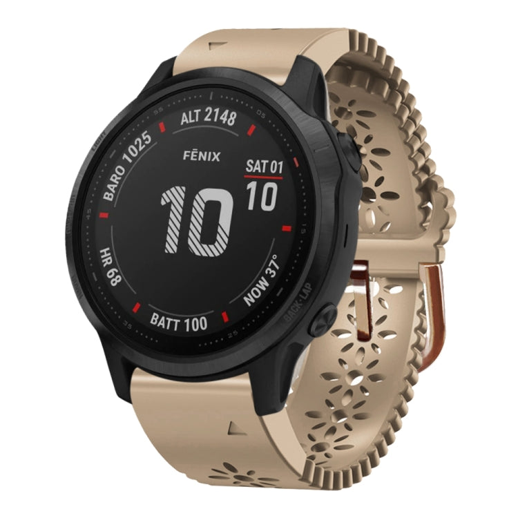 For Garmin Fenix 6S Pro 20mm Lady's Silicone Watch Band With Lace Punch