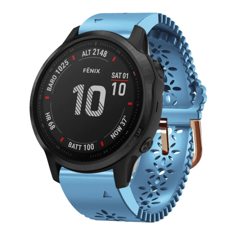 For Garmin Fenix 6S Pro 20mm Lady's Silicone Watch Band With Lace Punch