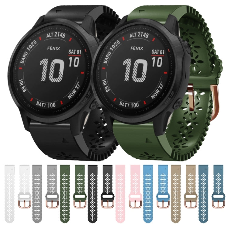 For Garmin Fenix 6S Pro 20mm Lady's Silicone Watch Band With Lace Punch