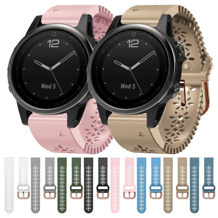 For Garmin Fenix 5S 20mm Lady's Silicone Watch Band With Lace Punch