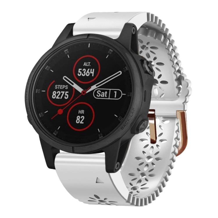 For Garmin Fenix 5S Plus 20mm Lady's Silicone Watch Band With Lace Punch