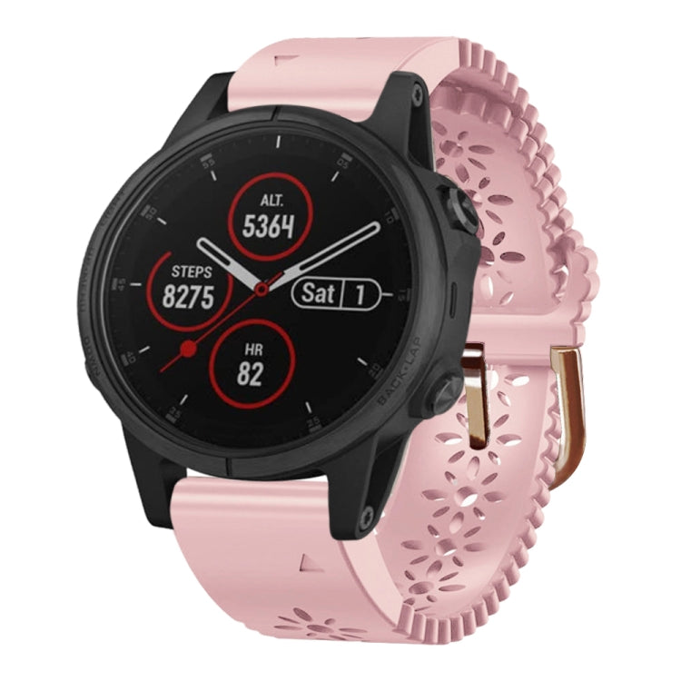 For Garmin Fenix 5S Plus 20mm Lady's Silicone Watch Band With Lace Punch