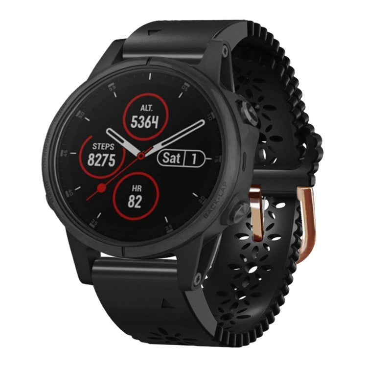 For Garmin Fenix 5S Plus 20mm Lady's Silicone Watch Band With Lace Punch
