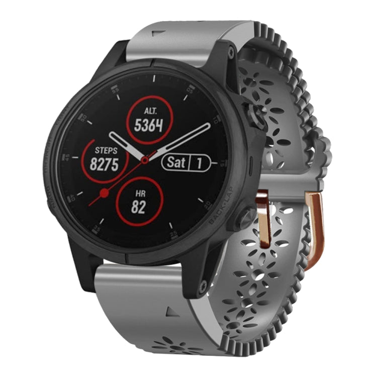 For Garmin Fenix 5S Plus 20mm Lady's Silicone Watch Band With Lace Punch