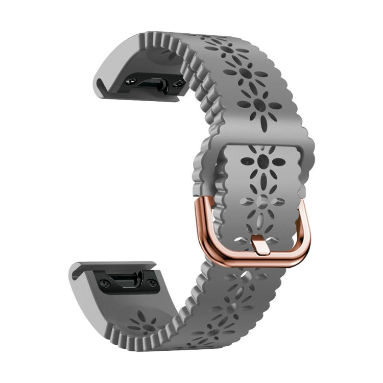 For Garmin Fenix 5S Plus 20mm Lady's Silicone Watch Band With Lace Punch