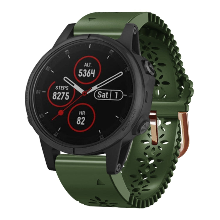 For Garmin Fenix 5S Plus 20mm Lady's Silicone Watch Band With Lace Punch