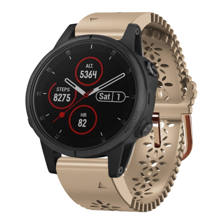 For Garmin Fenix 5S Plus 20mm Lady's Silicone Watch Band With Lace Punch