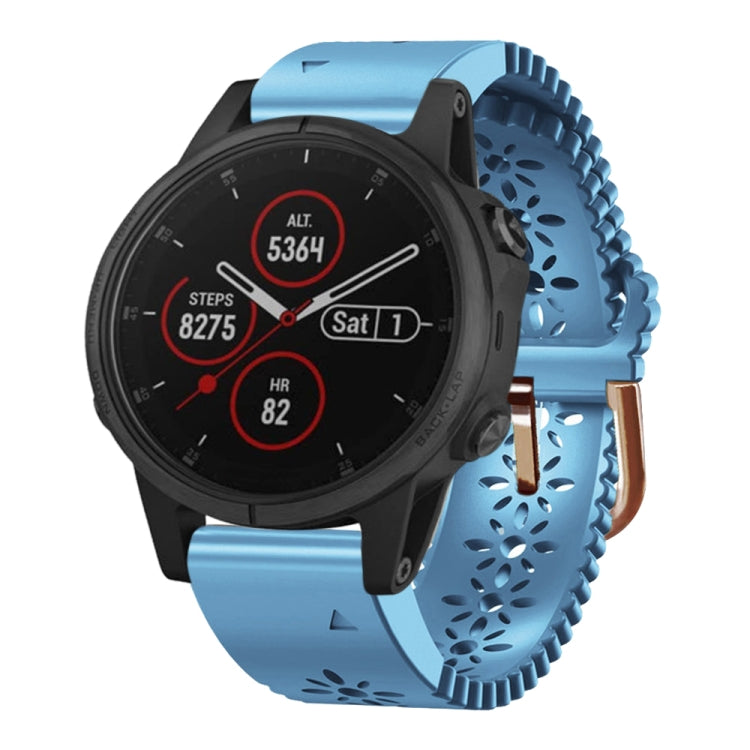 For Garmin Fenix 5S Plus 20mm Lady's Silicone Watch Band With Lace Punch