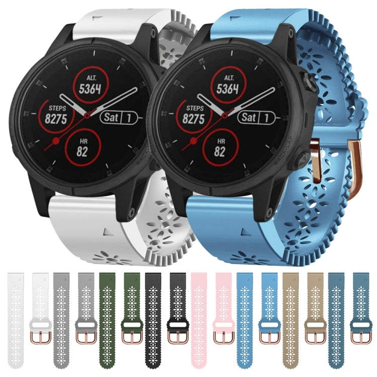 For Garmin Fenix 5S Plus 20mm Lady's Silicone Watch Band With Lace Punch