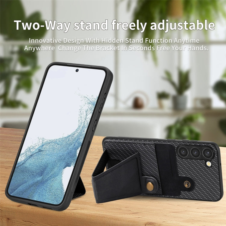 For Samsung Galaxy S23+ 5G Carbon Fiber Wallet Flip Card Holder Phone Case