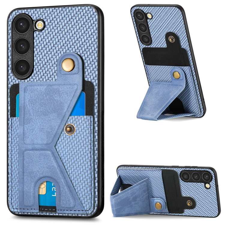 For Samsung Galaxy S23+ 5G Carbon Fiber Wallet Flip Card Holder Phone Case