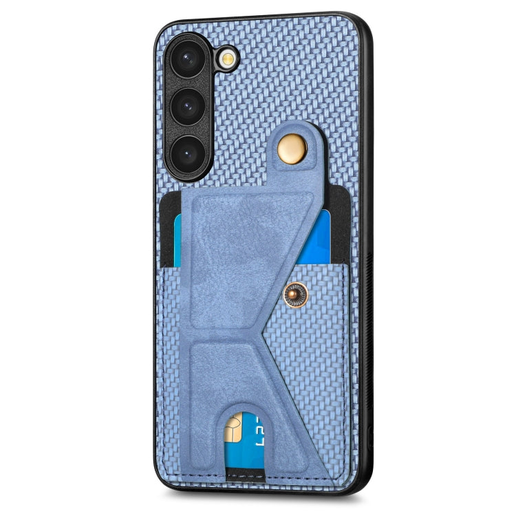 For Samsung Galaxy S23+ 5G Carbon Fiber Wallet Flip Card Holder Phone Case