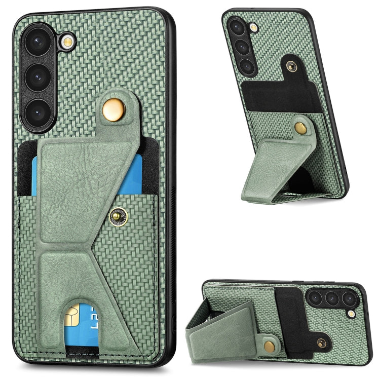 For Samsung Galaxy S23+ 5G Carbon Fiber Wallet Flip Card Holder Phone Case