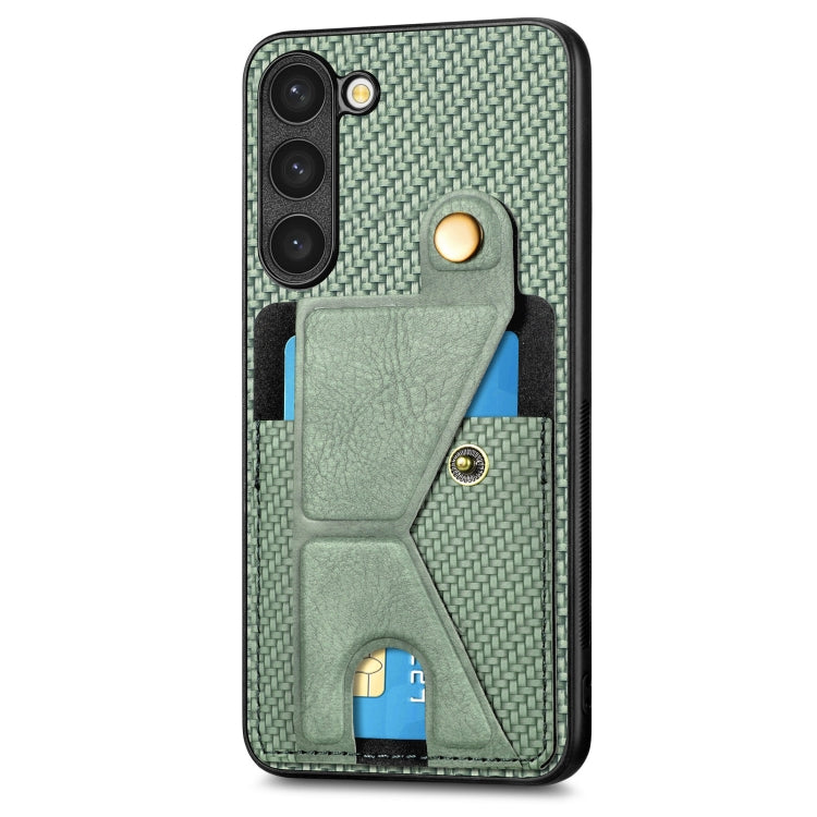 For Samsung Galaxy S23+ 5G Carbon Fiber Wallet Flip Card Holder Phone Case