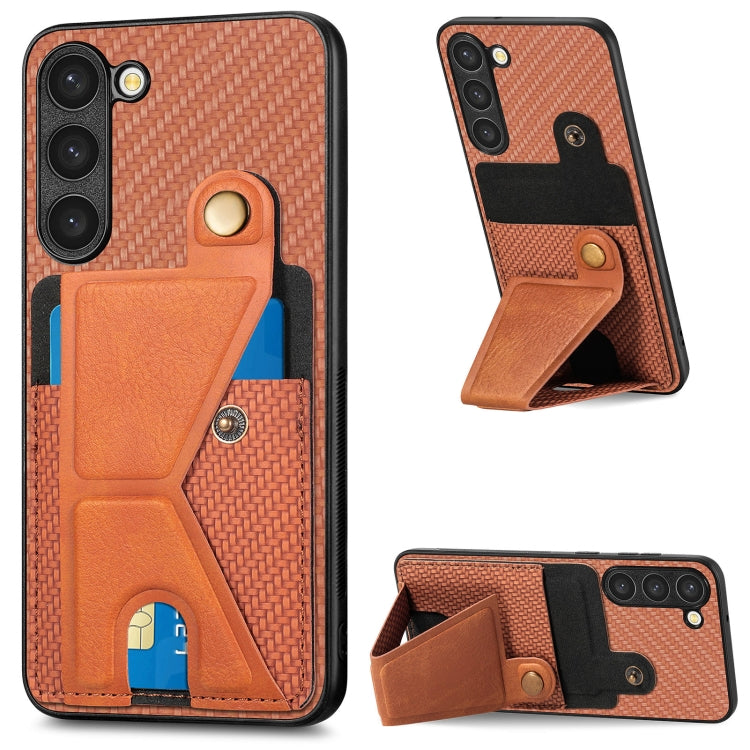 For Samsung Galaxy S23+ 5G Carbon Fiber Wallet Flip Card Holder Phone Case