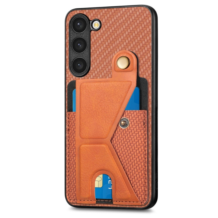 For Samsung Galaxy S23+ 5G Carbon Fiber Wallet Flip Card Holder Phone Case