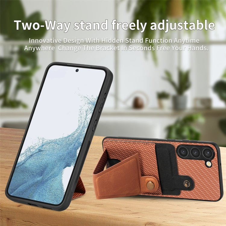 For Samsung Galaxy S23+ 5G Carbon Fiber Wallet Flip Card Holder Phone Case