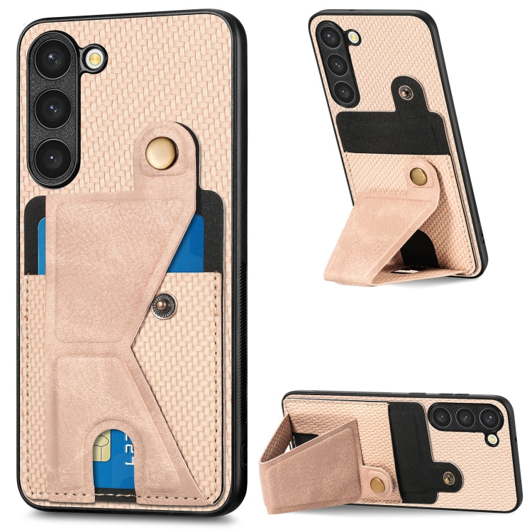 For Samsung Galaxy S23+ 5G Carbon Fiber Wallet Flip Card Holder Phone Case