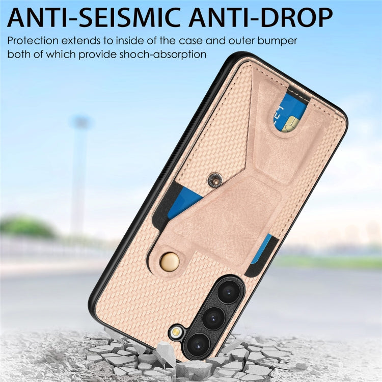 For Samsung Galaxy S23+ 5G Carbon Fiber Wallet Flip Card Holder Phone Case