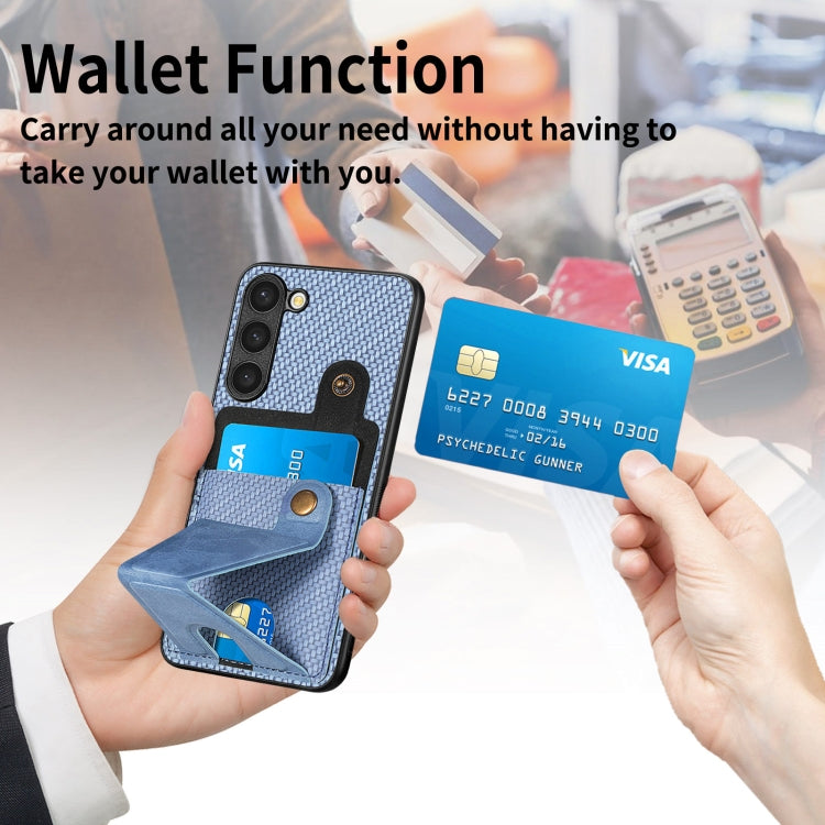 For Samsung Galaxy S23+ 5G Carbon Fiber Wallet Flip Card Holder Phone Case