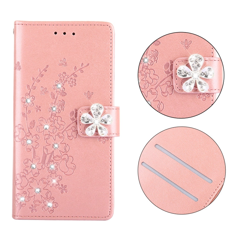 Plum Blossom Pattern Diamond Encrusted Leather Case for Nokia 2.1  ,with Holder & Card Slots