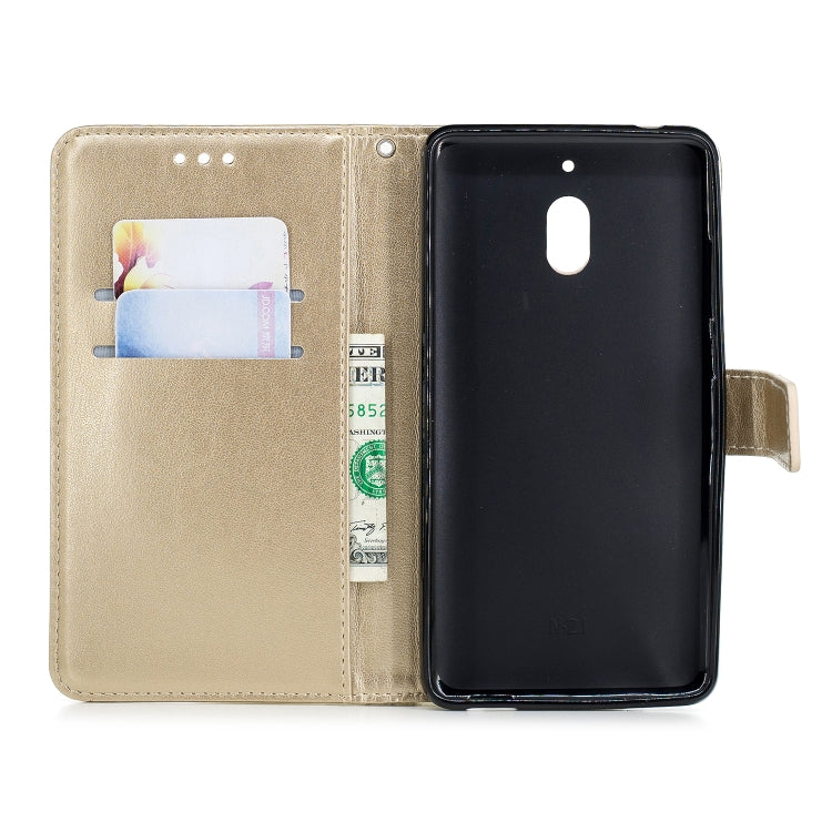 Plum Blossom Pattern Diamond Encrusted Leather Case for Nokia 2.1  ,with Holder & Card Slots